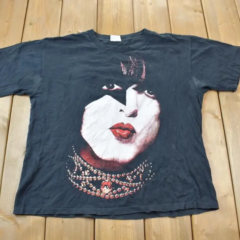 Vintage 1990s KISS Paul Stanley All Over Print Band T-Shirt / Band Tee / 80s T-shirt / Size L / Premium Vintage