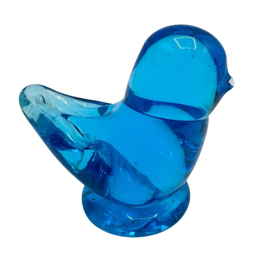 Signed Ron Ray Terra Studios Vintage 1995 Blue Bird of Happiness Glass Figurine