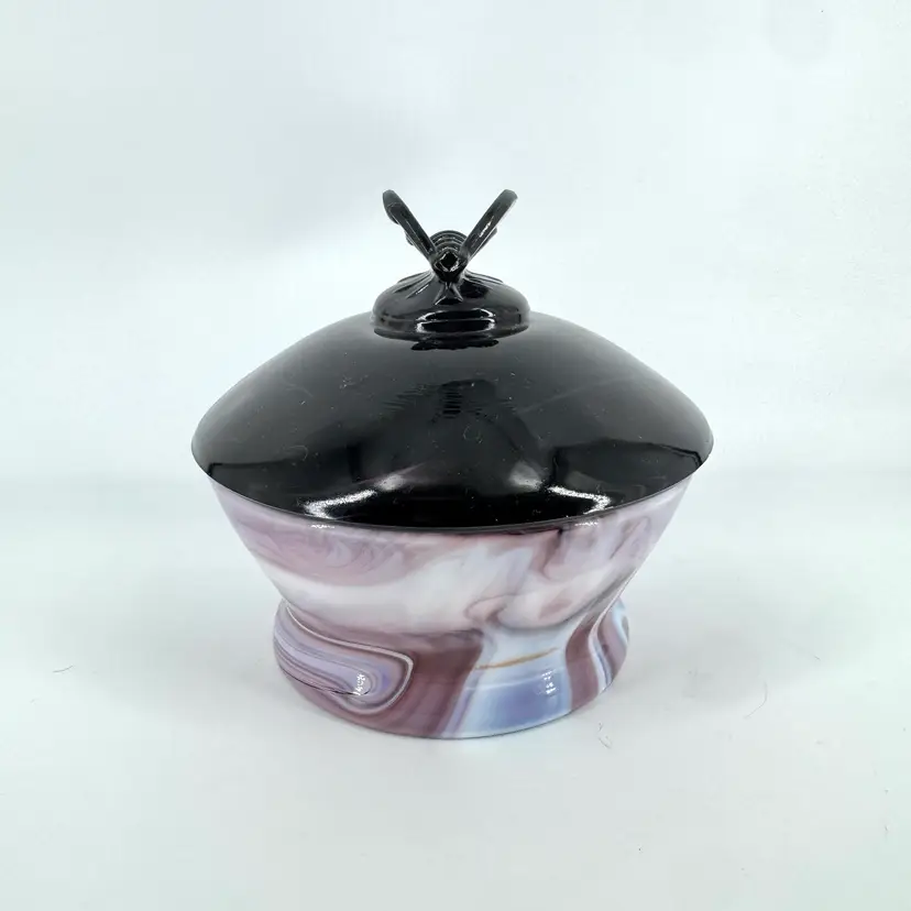 Imperial Purple Slag Glass Bee Box Covered Dish