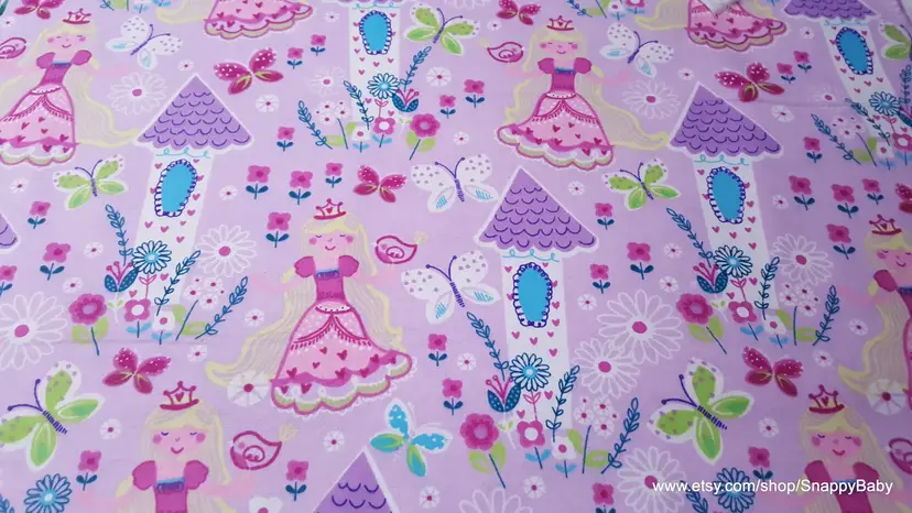 Long Blonde Princess Flannel Fabric Remnant - 100% Cotton - Choose Size - Soft Craft & Quilting Fabric