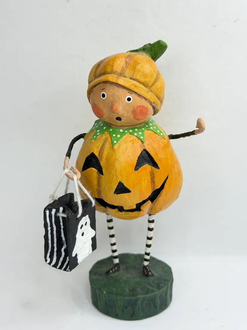 Vintage Lori Mitchell Punkin Pie Halloween Pumpkin Trick or Treat Figurine XN100