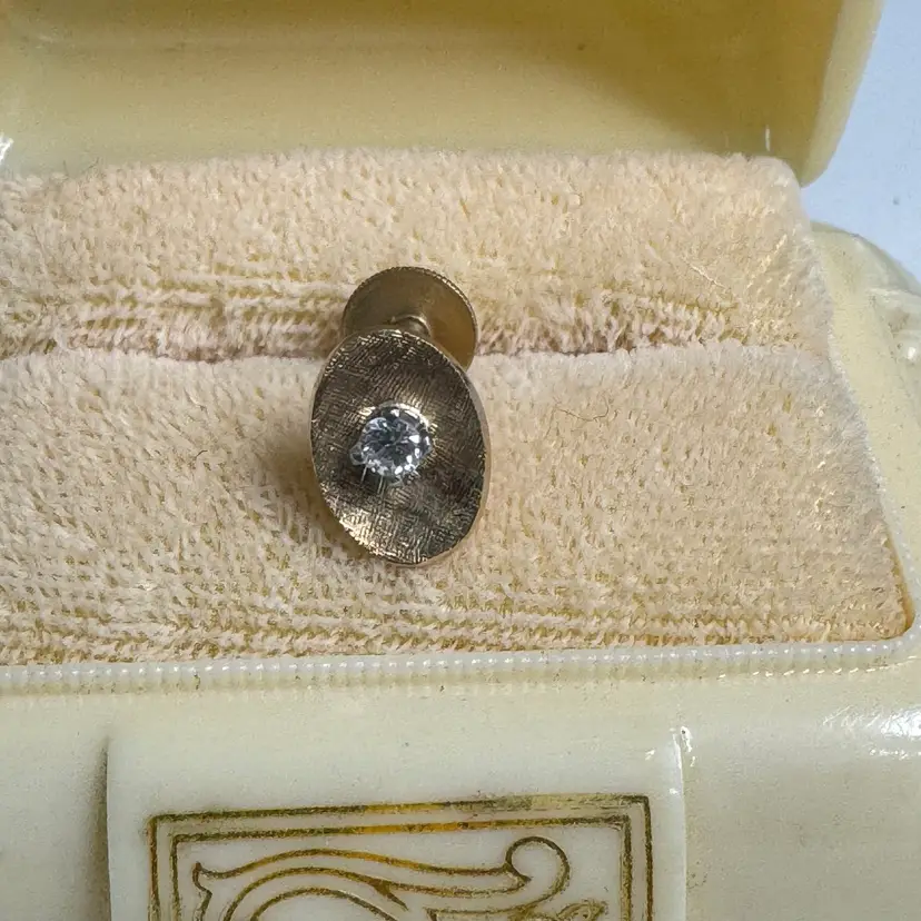 14kt Tested And Diamond Tie Tack, Backing Is Not Gold, About 1/2” Tall