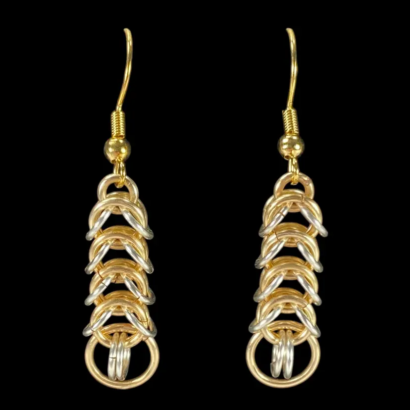 Mark ~ Avante Jewelry Chainmaille Queensmaille Weave Pierced Earrings Gold Silver Gold Plated