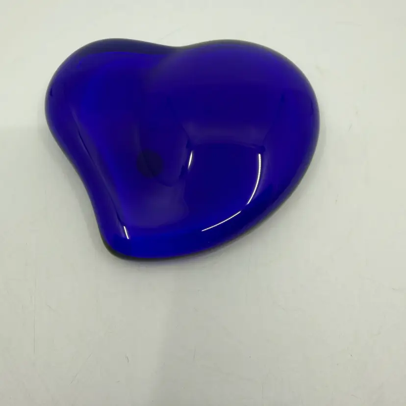 Tiffany & Co Elsa Peretti Cobalt Blue Crystal Heart Paperweight Signed 4”