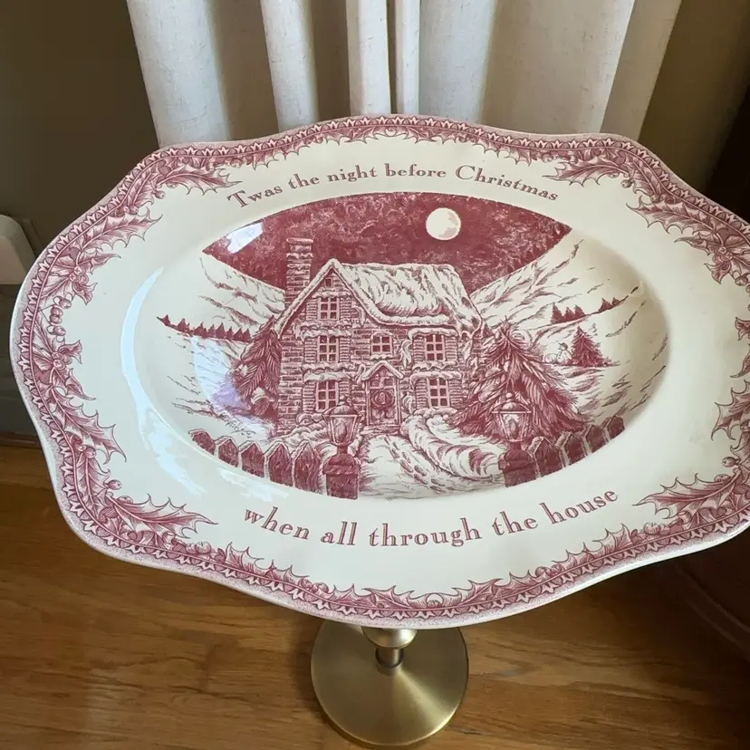 🔔 Large 15” Oval Serving Platter Discontinued Johnson Bros Twas The Night Series