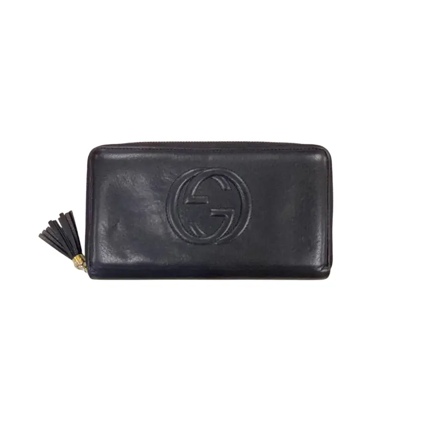 Gucci Black Leather Full Zip Wallet