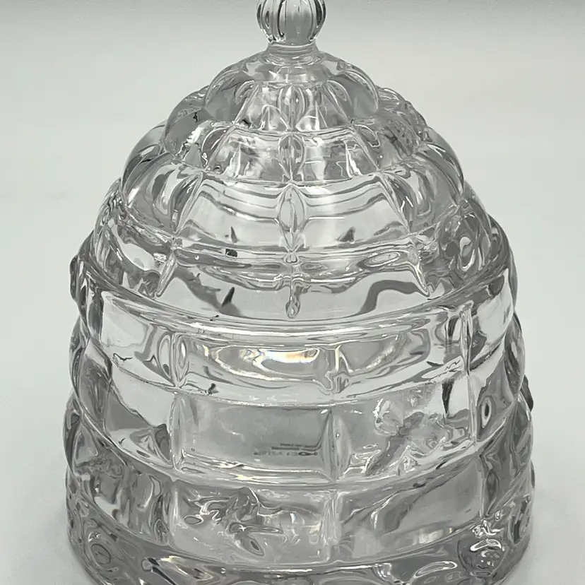 Crystal Beehive Shaped Lidded Honey Pot