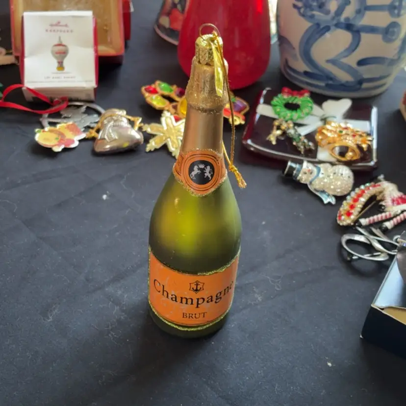 Glass Champagne Bottle Ornament