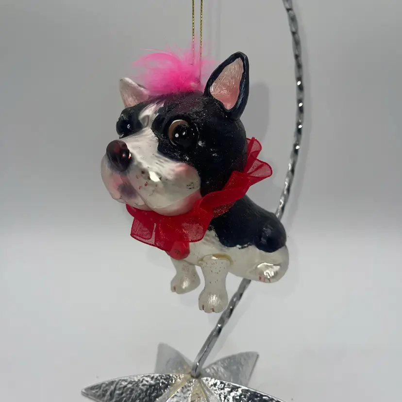 Blown Glass Dog Ornament 5”