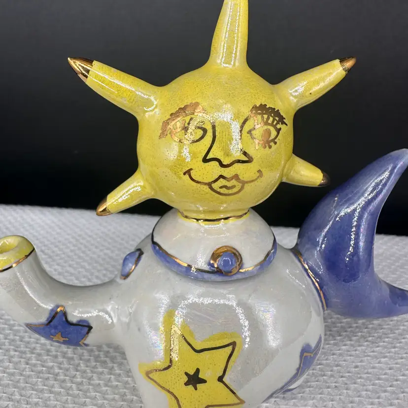 Vintage Jeanne Moir Signed Celestial Miniature Teapot