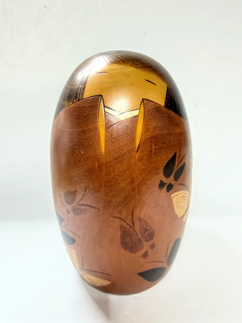Vintage Kojo Tanaka 田中晃常Japanese Sosaku Kokeshi Floral Wooden Doll Signed A1022