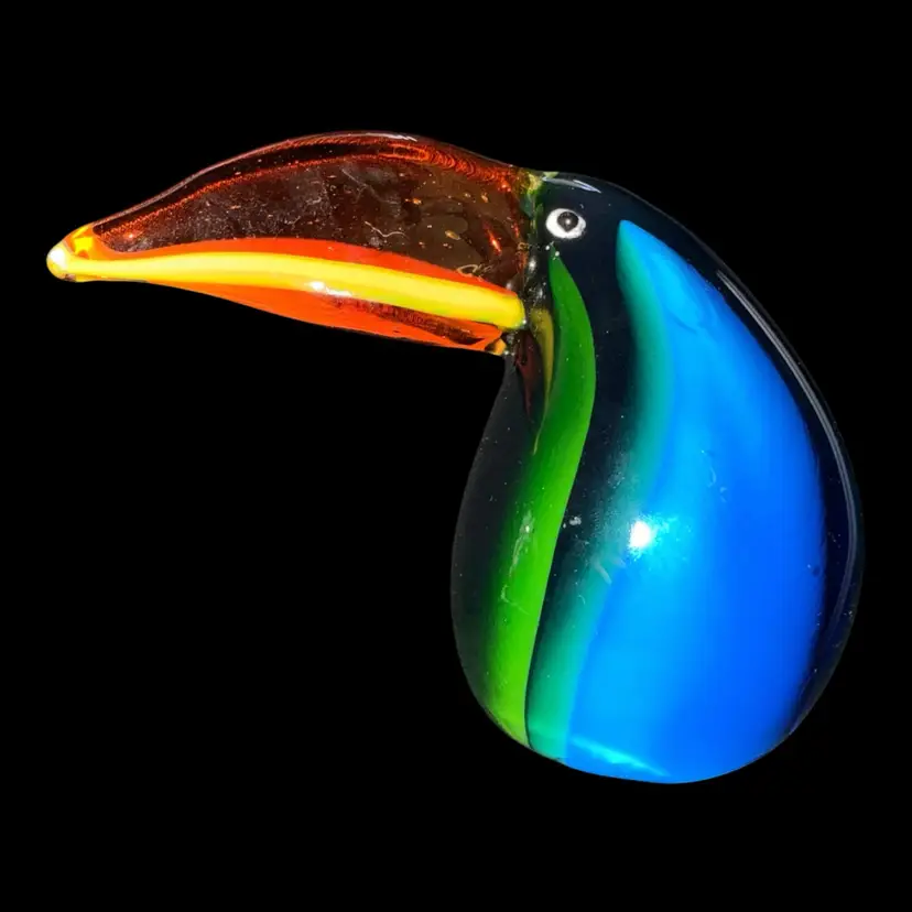 Toucan Bird Colorful Art Glass Figurine Sculpture 7”