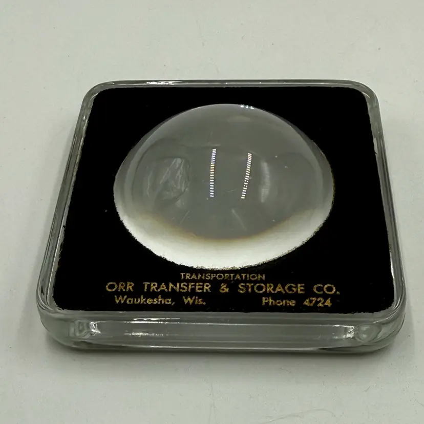 Glass Dome Magnifier Map Reader Vtg 1940s Orr Transfer & Storage Waukesha WI