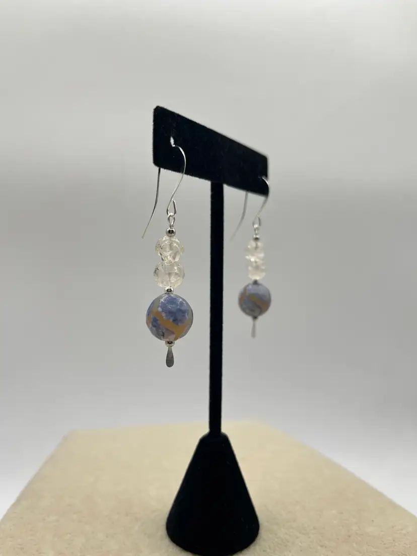 #150 "Water Planet" Series - Handmade by Me -- Upcycled Earrings