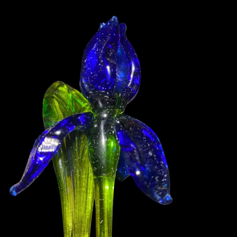 #60- Just In From Ukraine 9 Inch Hand Blown Glass Flowers As Pictured