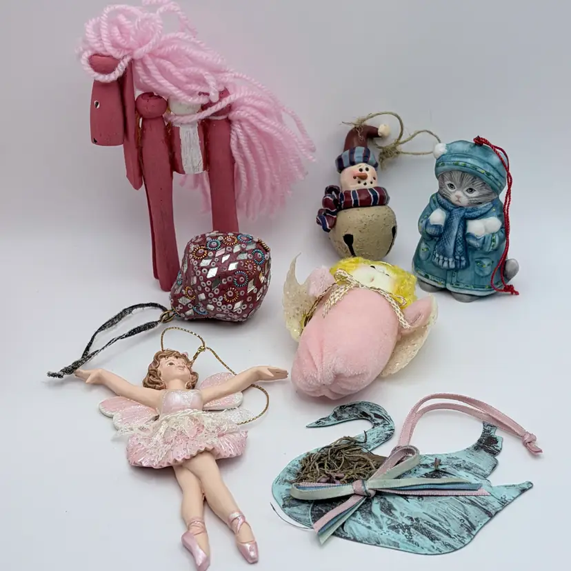 Assorted, Vintage, Christmas/Holiday Ornaments, Lot of 7