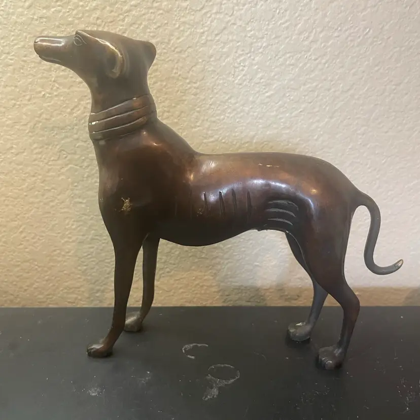 MCM Cast bronze 10” greyhound figurine From European Fleamarket