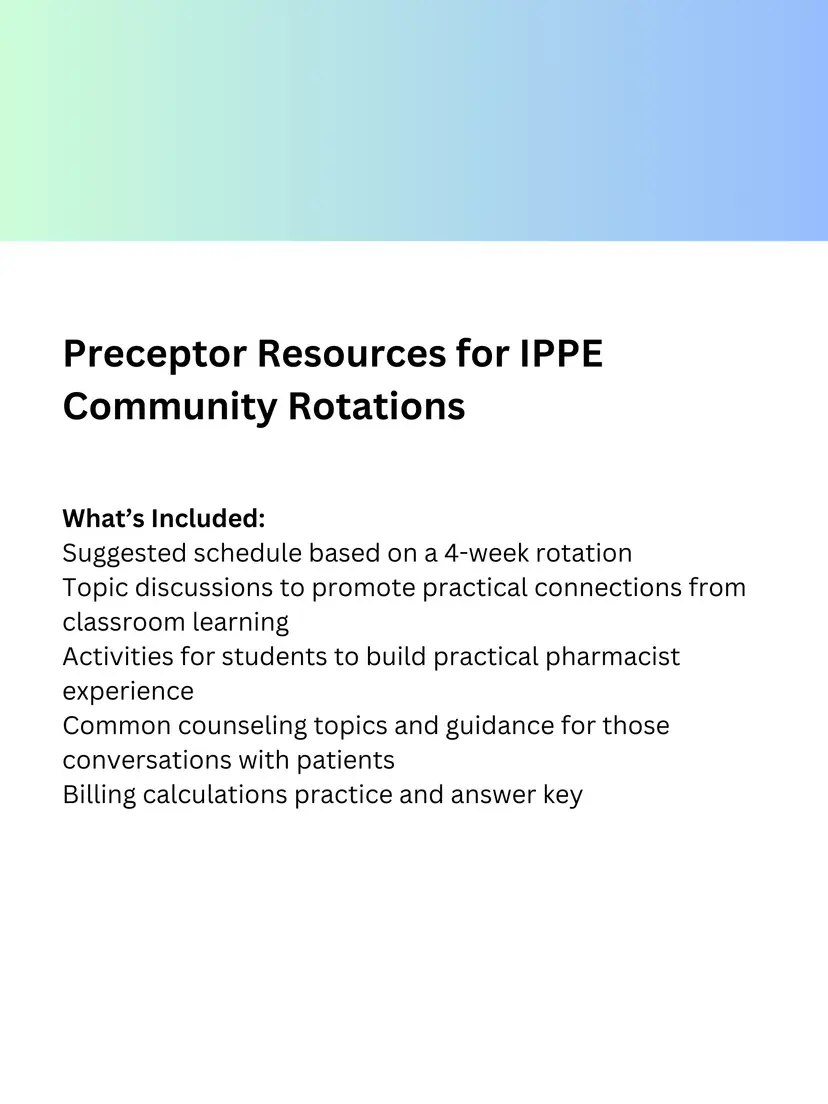*BUNDLE Preceptor Resources for IPPE Community Rotations
