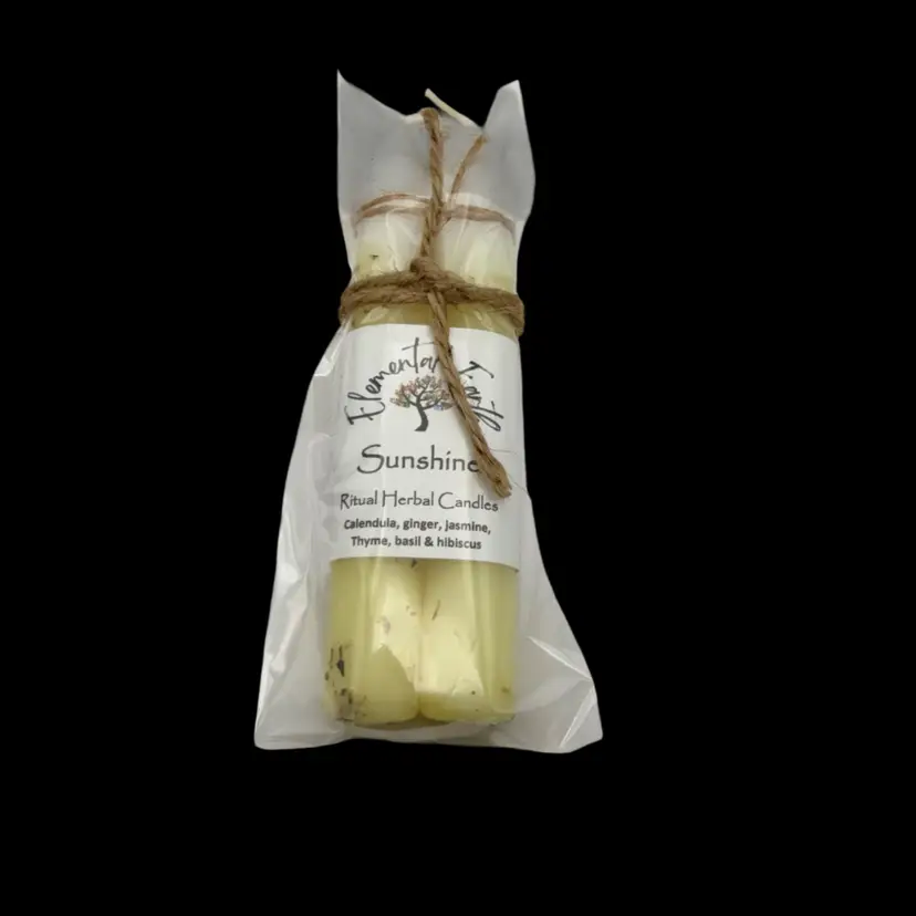Elemental Earth SUNSHINE Handmade Herbal Ritual Herbal Candle – 2 Pack - Smells Incredible - Read Description For Use