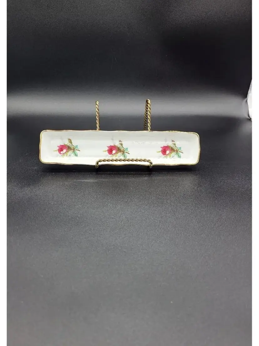 Vintage Hammersley Grandmother's Rose Trinket Dish English Bone China Tray 1940s