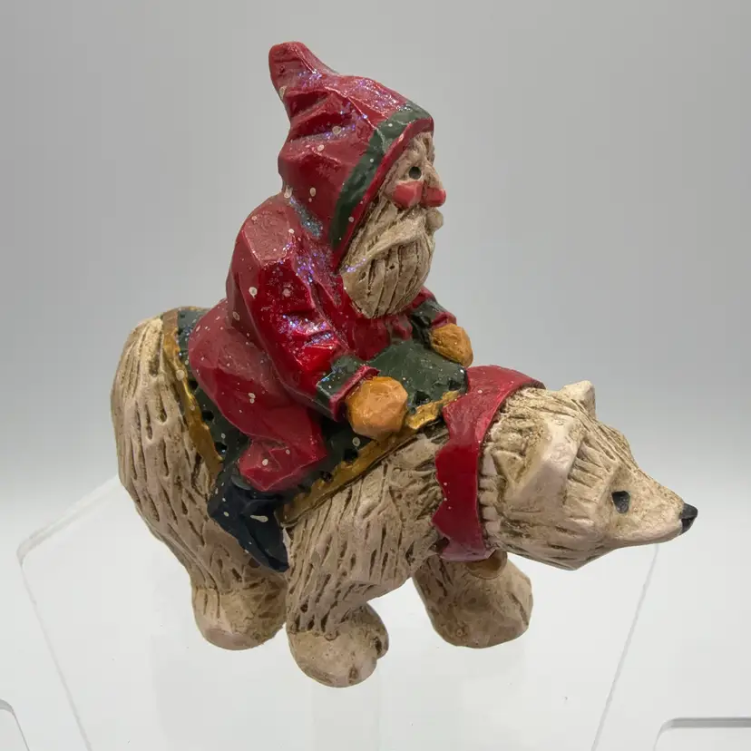 Pam Schifferl Midwest of Cannon Falls Santa Riding A Polar Bear Christmas Mini Figurine