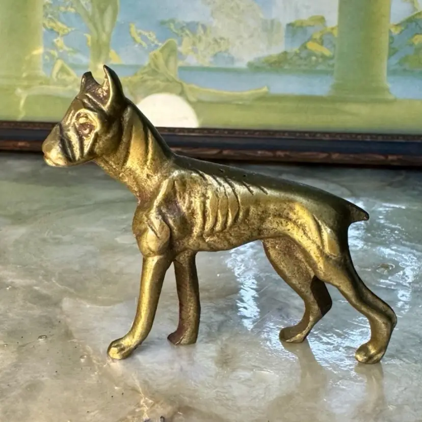😻 Mini Brass Boxer Dog Figurine