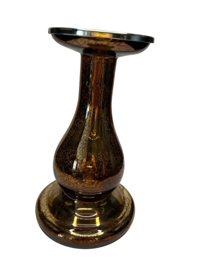Copper Colored Mercury Glass Candle Holder @8” Tall