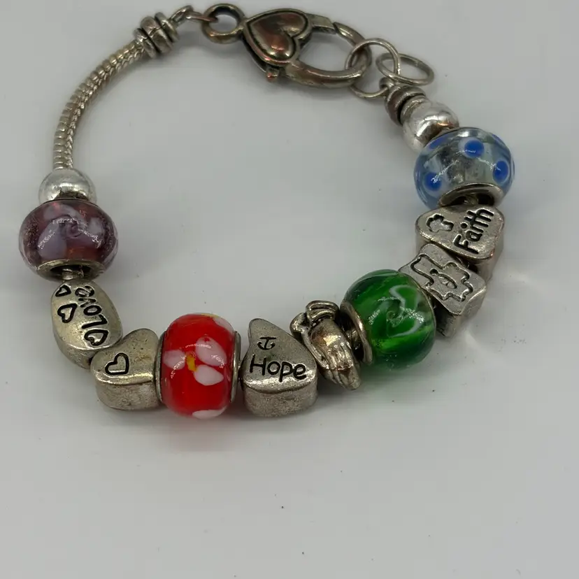 Inspirational And Lampwork Beads Bracelet