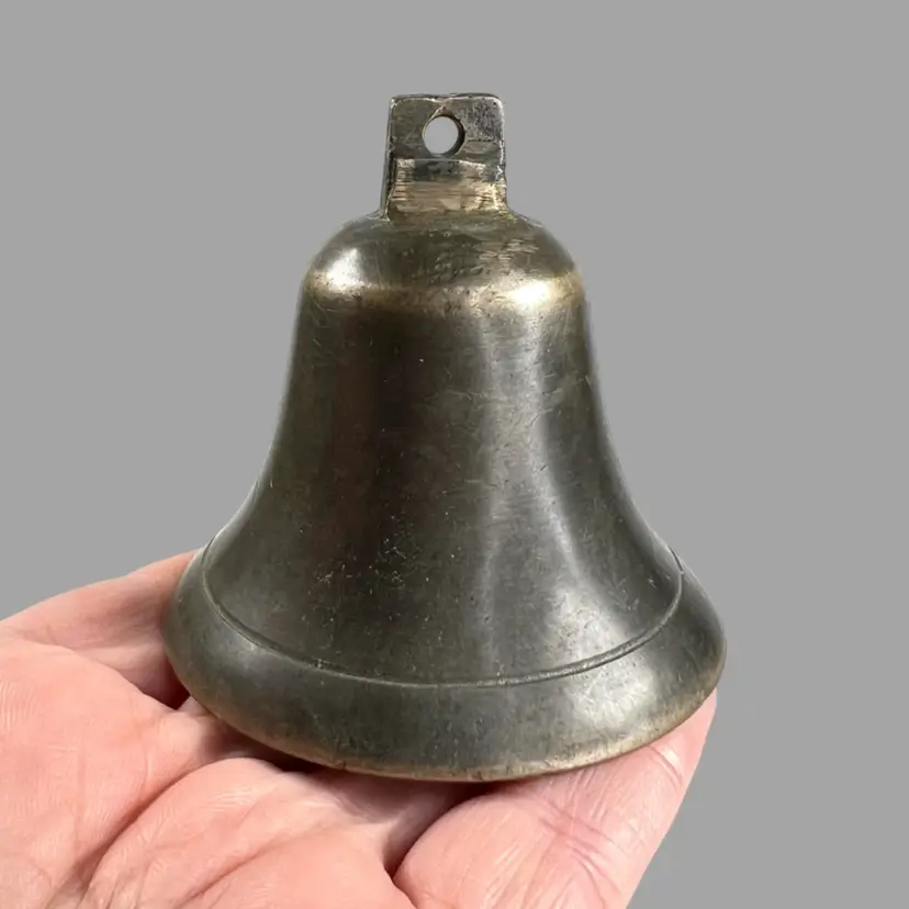 Old Metal Brass Bell with Clapper. 2-5/8” Mini. Great Farmhouse Or Dinner Bell.