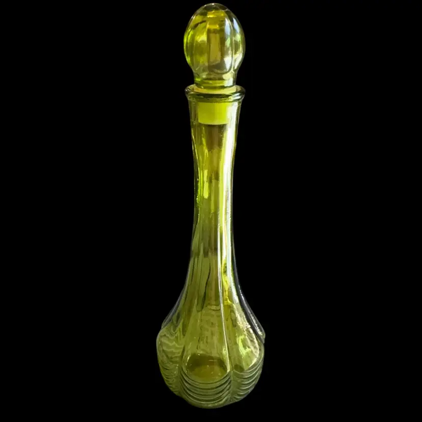 Avon Green Glass Bottle With Stopper