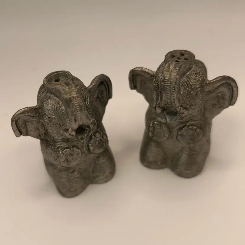 Pewter Elephant, Salt, And Pepper Shakers
