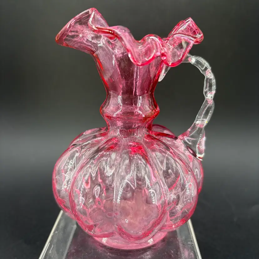 Vintage Fenton, Melon, Pitcher, Pink Glass