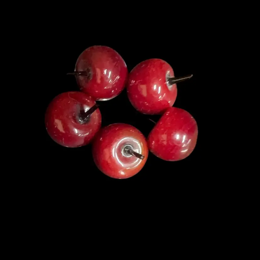 5 Murano Cherrys With Short Stems