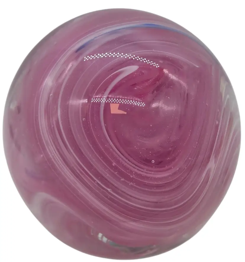 GENTILE GLASS ART GLASS PINK WHITE SWIRL PAPERWEIGHT