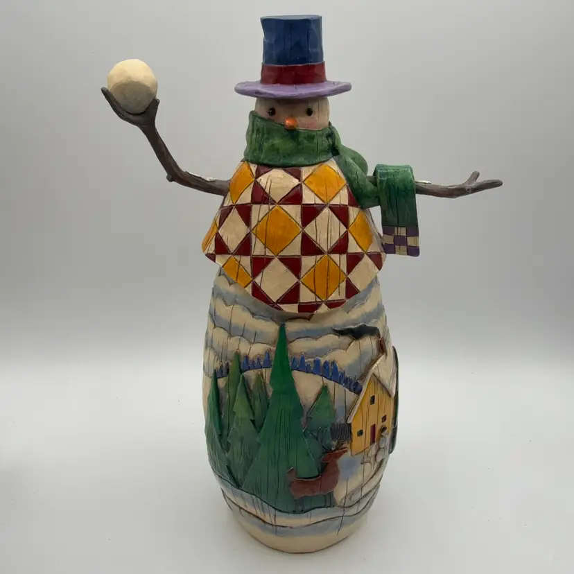 Jim Shore Tall Snowman Winters Mischief 2003 REPAIRED