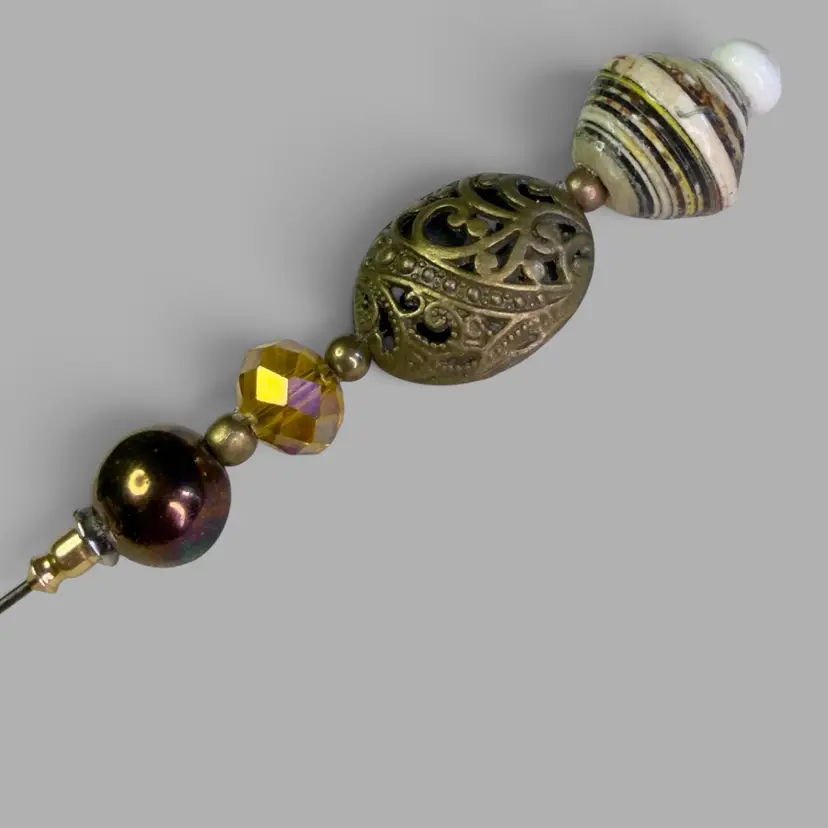Handmade Hat Pin By New Again Design 7 3/4" Long