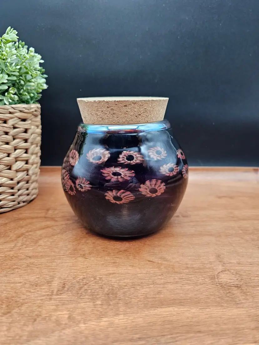 Hand Blown Purple Art Glass Lidded Candy Jar Vase Fernhill Studios Claude Kurtz 2016 CWK