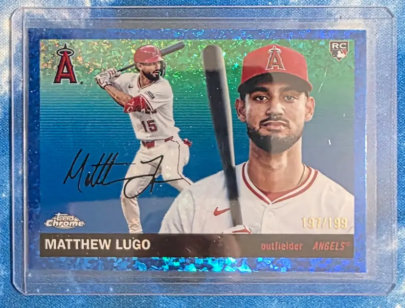 Matthew Lugo 2025 Topps Chrome Platinum Blue Mini Diamond Rookie /199 Los Angeles Angels