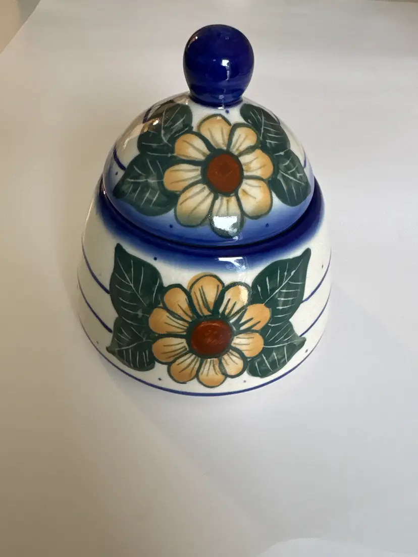 Polish pottery 4” signed painted jar