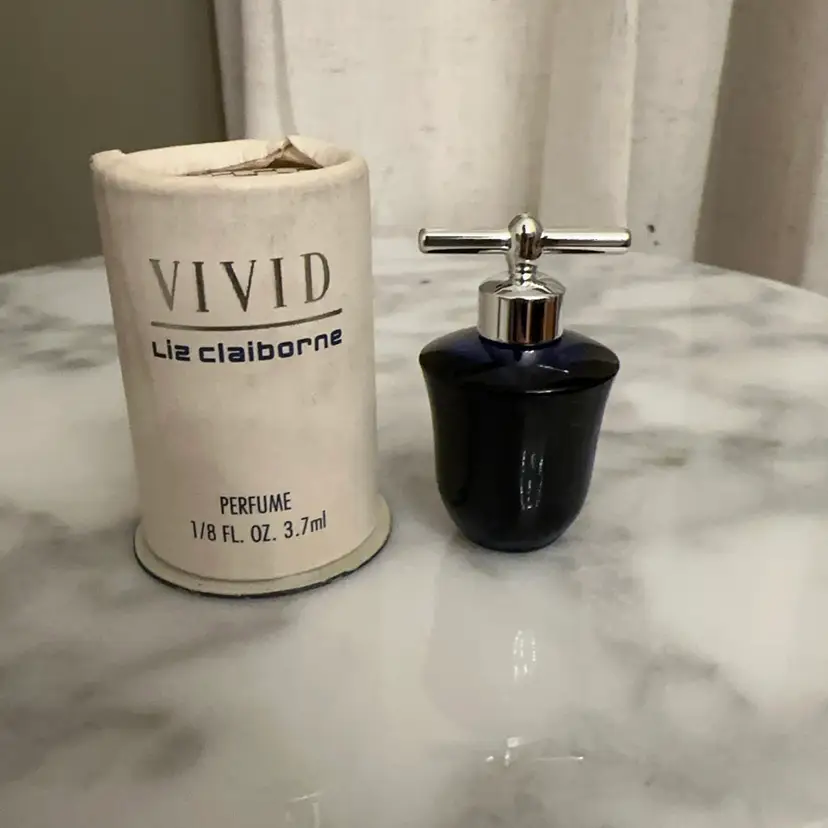 🔔 Vintage Liz Claiborne Vivid Mini Perfume 1/8 oz 3.7ml Pure Parfum Splash with Canister Box Discontinued 1993 Scent 1.5”