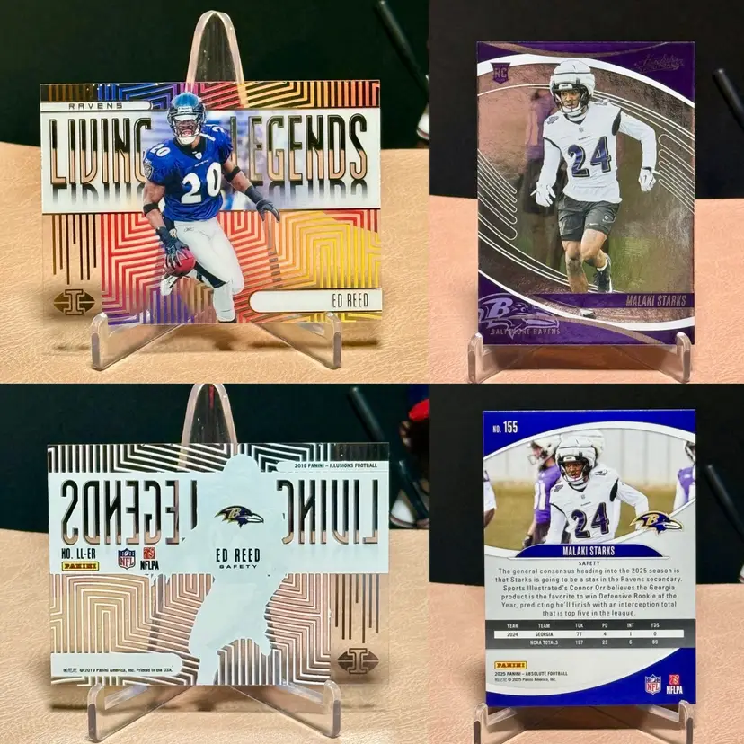 Ed Reed 2019 Panini Illusions Living Legends & Malaki Stars RC Baltimore Ravens