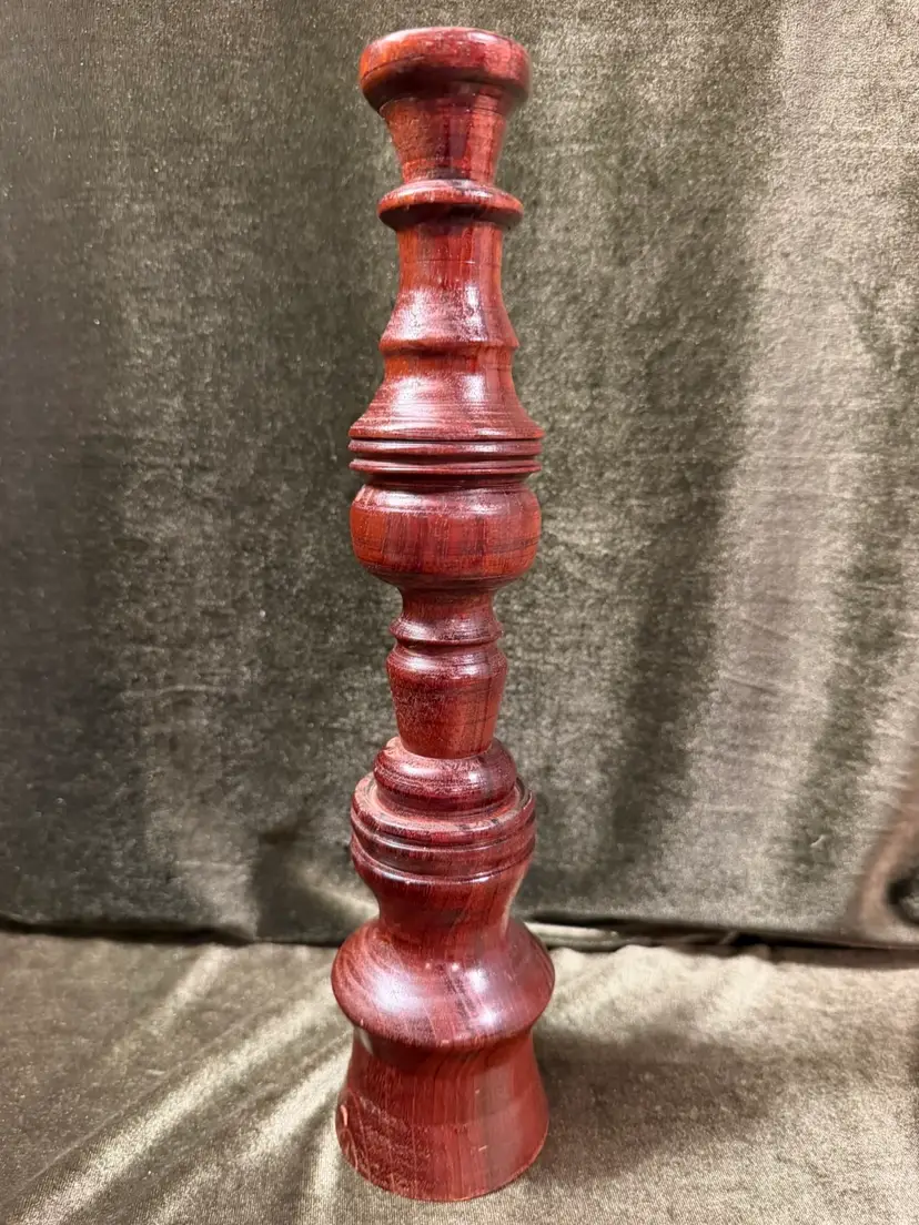 Vintage 12" Hand-Turned Hardwood Candlestick Holder – Artisan Turned Wood