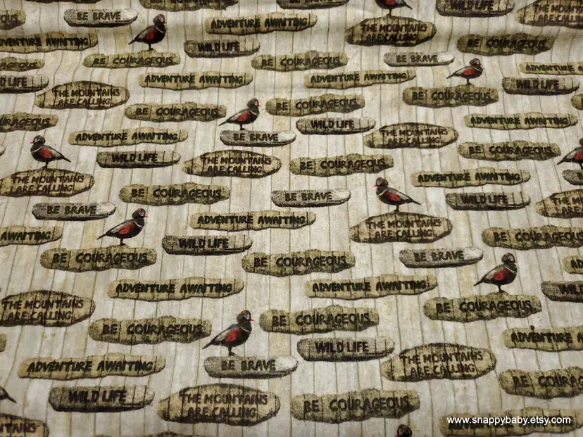 Deep Woods Words Flannel Fabric Remnant - 100% Cotton - Choose Size - Soft Craft & Quilting Fabric