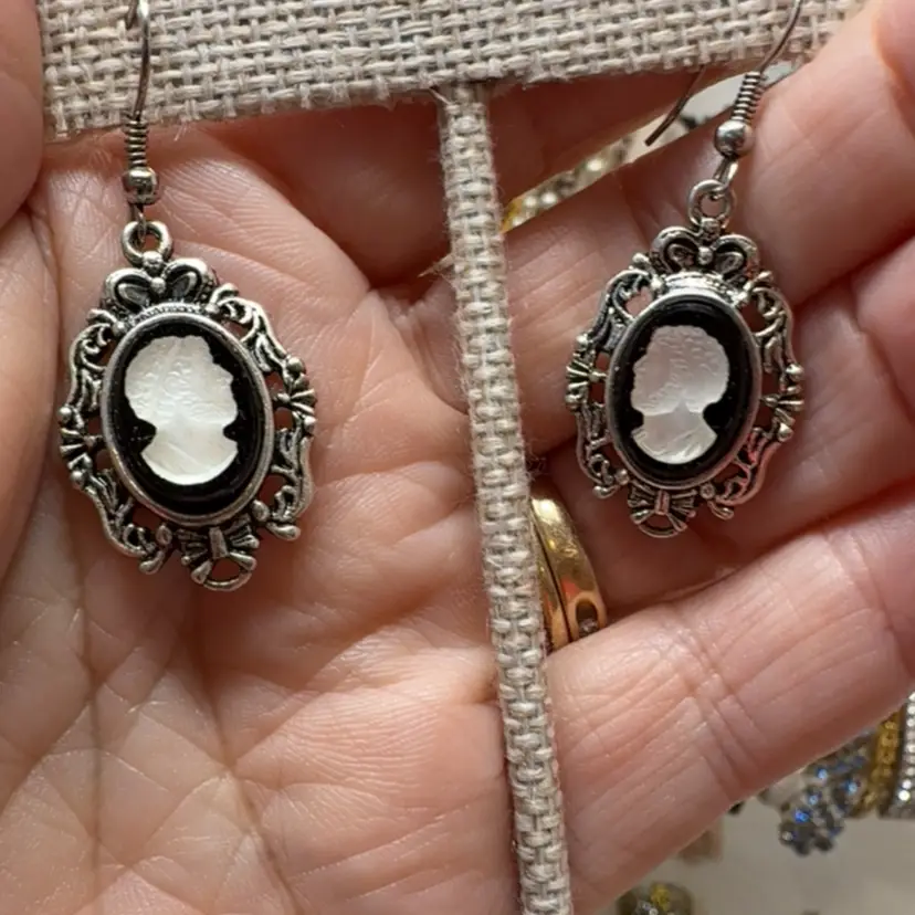 Glass Cameo Earrings