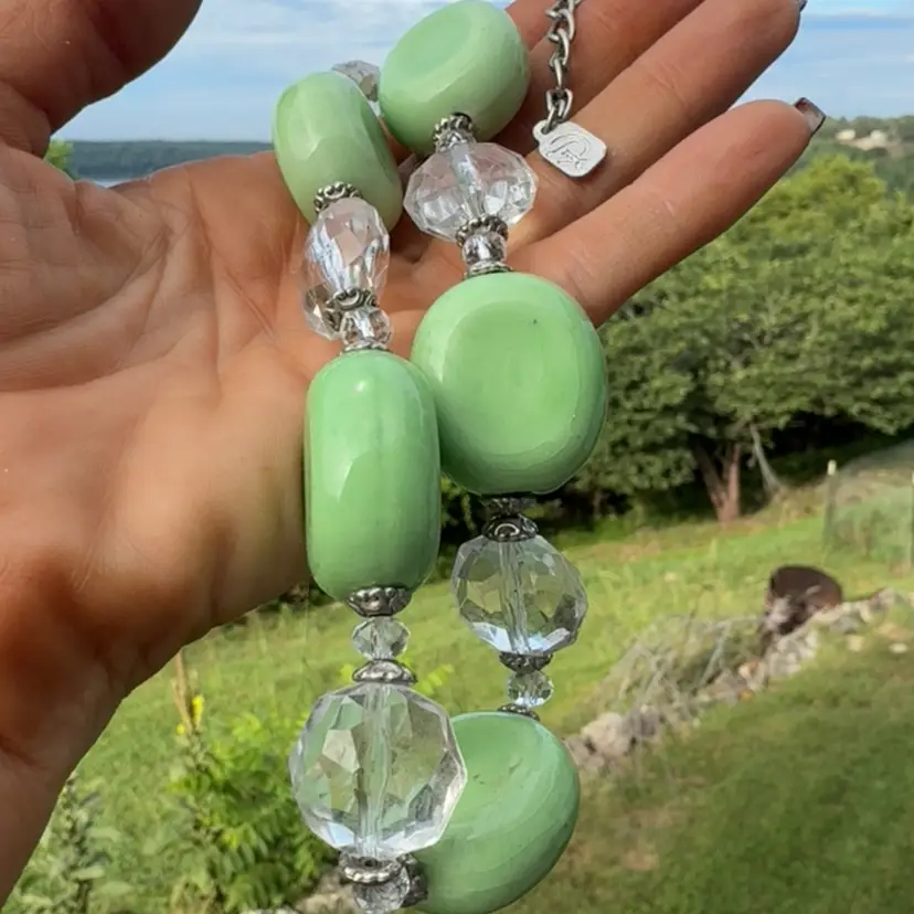Ceramic BeadsAnd Glass Beaded Necklace