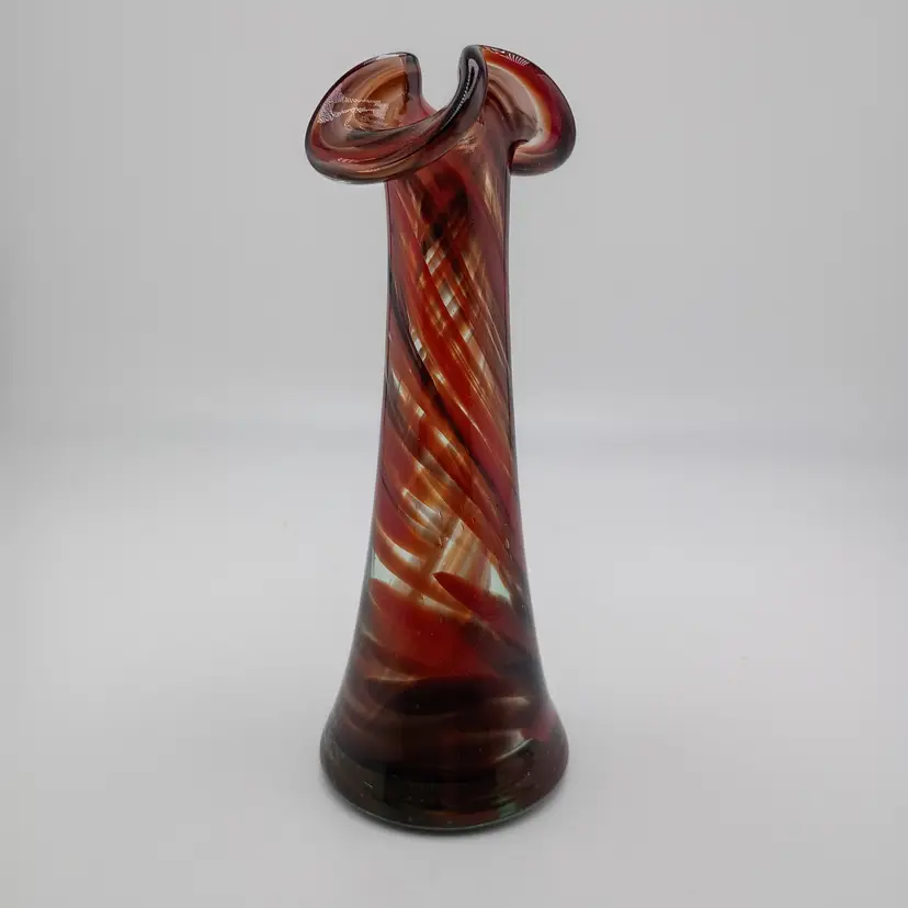 Dark red swirled bud vase