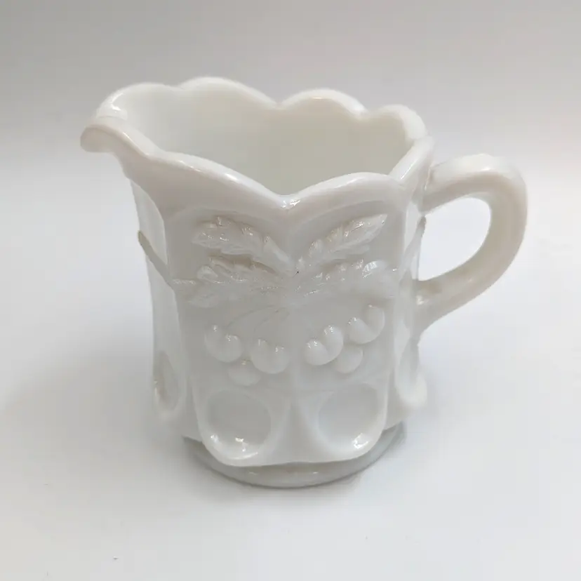 Westmoreland Cherry Thumbprint White Milk Glass Creamer