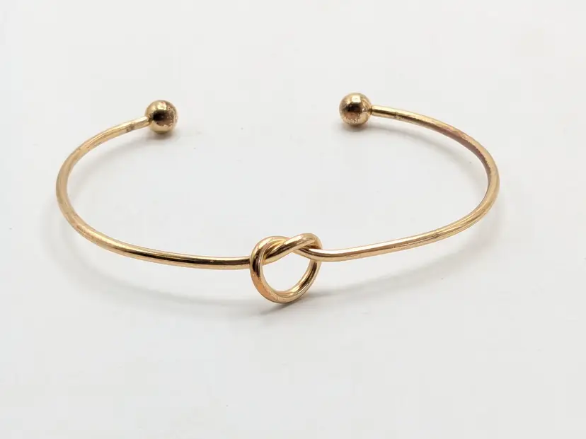 Gold Tone Love Knot Bangle Cuff Bracelet