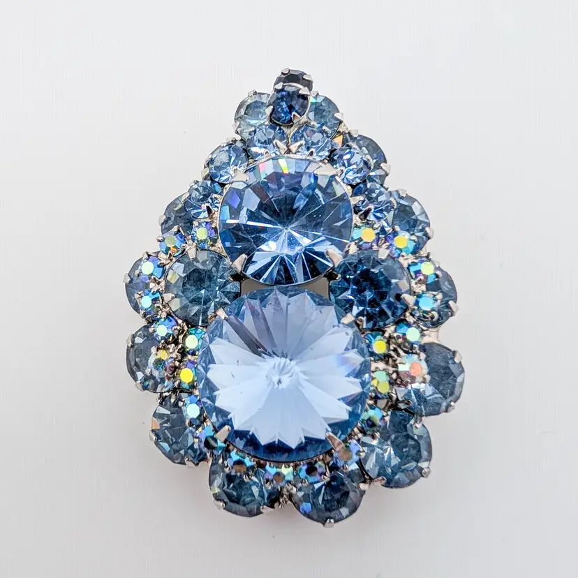 Verified Juliana (Ref IIJJ-009317) Blue Rivoli Pin Pendant Rhodium Plated