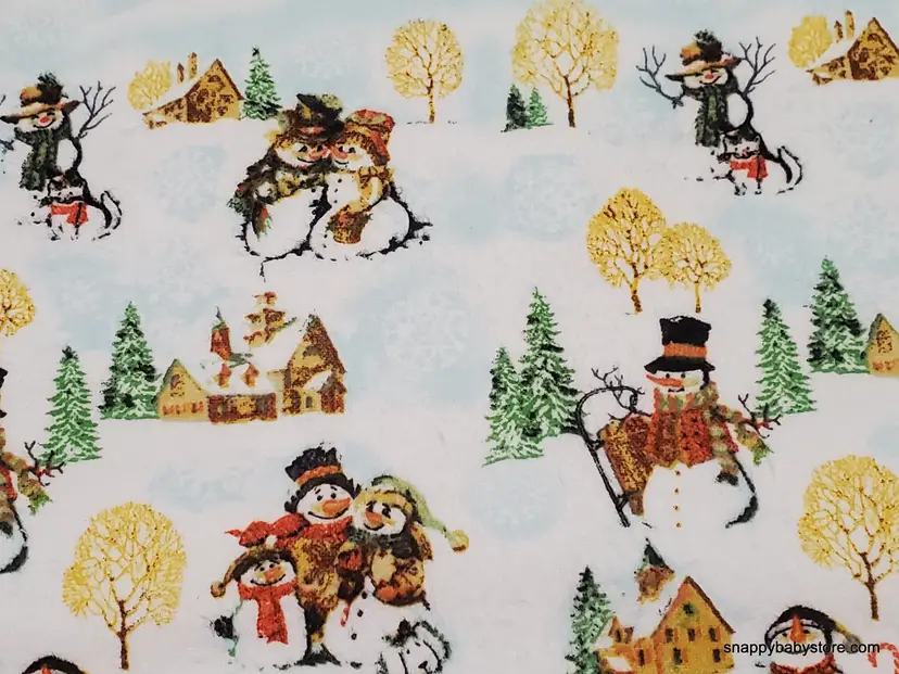 Country Snowman Flannel Fabric Remnant - 100% Cotton - Choose Size - Soft Craft & Quilting Fabric